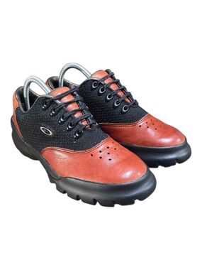 Oakley Overdrive Golf Shoes Black-Brown Leather Saddle Oxfords Men 7.5 Women 9